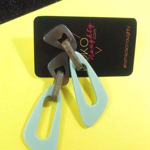 Retro Atomic Midcentury Modern Pinup Girl Acrylic Earrings - Picture 2 of 2